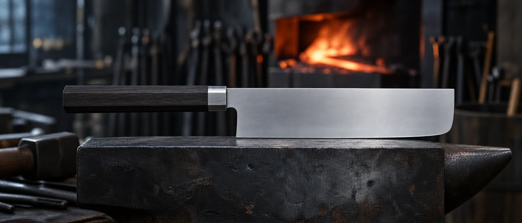 Nakiri mit hoher, gerader Damastklinge