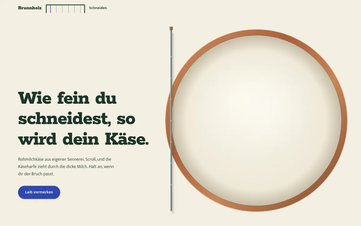Startbild der Demo Käserei Brunnholz