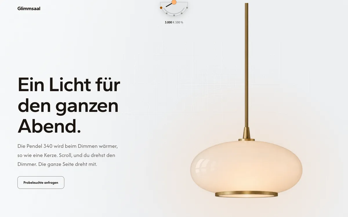Startbild der Demo Glimmsaal Pendel 340