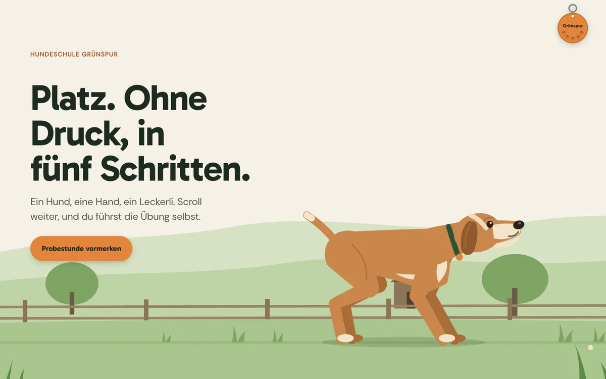 Startbild der Demo Hundeschule Grünspur