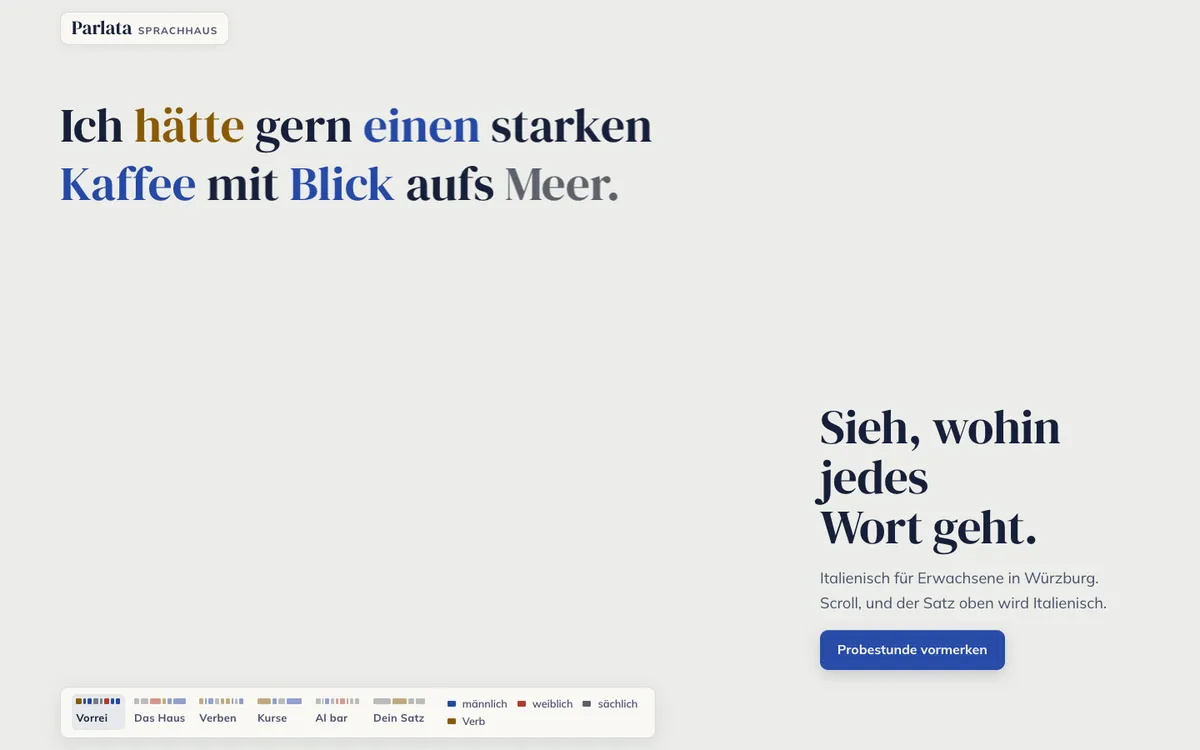 Startbild der Demo Parlata