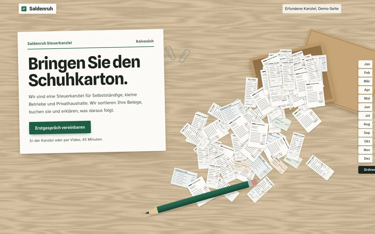 Startbild der Demo Saldenruh
