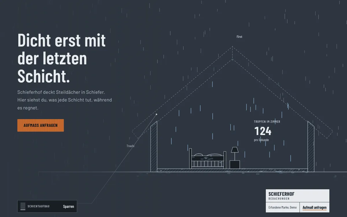 Startbild der Demo Schieferhof Bedachungen