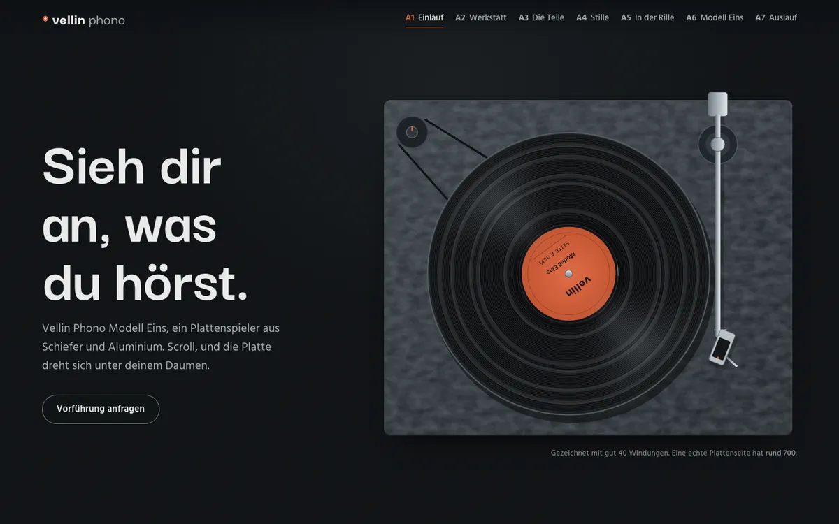 Startbild der Demo Vellin Phono